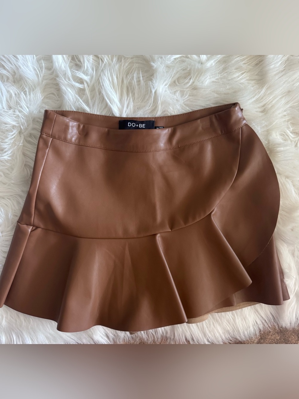 DO+BE Tan Faux Leather Peplum Skort